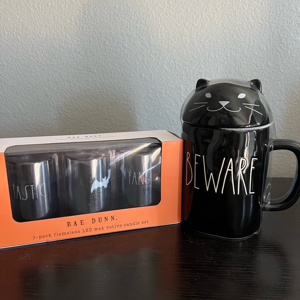 Rae Dunn Halloween Topper Mug and Candle Bundle